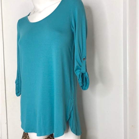 J. Jill Wearever Collection Roll Tab Sleeve Scoop Neck Knit Tunic Top S Petite - Picture 4 of 10